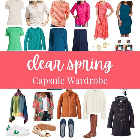 CLEAR SPRING CAPSULE WARDROBE 7 tops in warm, bright colors 4 bottoms + 2 dresses perfect for Clear Spring 5 completer pieces to style 4 pair of varied neutral shoes 8 bright and fun accessories Want to learn more about Clear Spring (or any season)? Comment “EXPLORE” to get the link. Clear Spring Wardrobe, Clear Spring Capsule Wardrobe, Bright Spring Capsule Wardrobe, Completer Pieces, Radiant Woman, Capsule Wardrobe Basics, True Spring, Clear Spring, Neutral Shoes