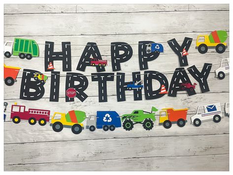 Two Year Old Birthday Party Trucks, Transportation Vehicles Birthday Party, Car And Truck Birthday Party, Truck Themed 2nd Birthday Party, Transportation Theme Birthday Party, Vehicle Birthday Party, Transportation Birthday Theme, Truck Party Decorations, Transportation Birthday Party