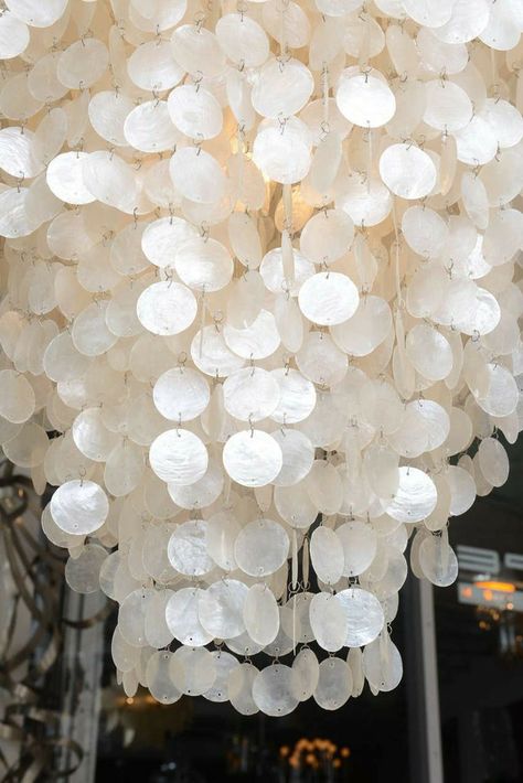 Capiz Shell Chandelier, Hanging Light Lamp, Chandelier Makeover, Diy Lamps, Shell Chandelier, Arts And Crafts House, Blue White Decor, Modern Chandeliers, Lighting Chandeliers