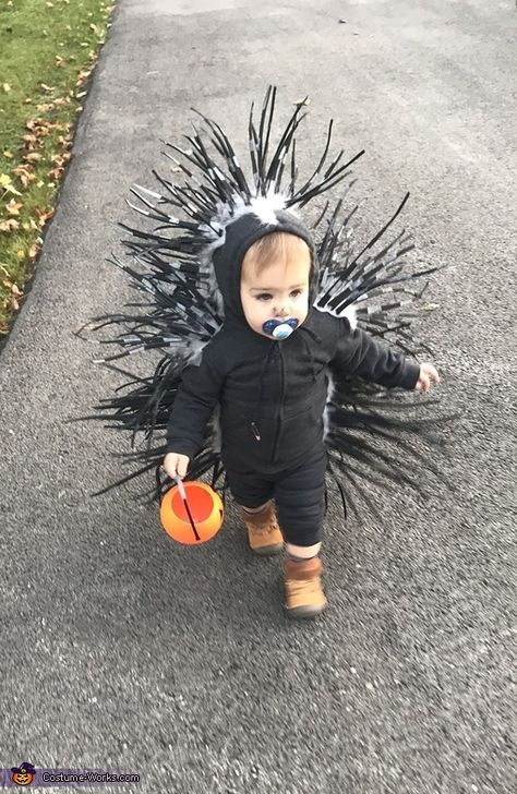 Caitlin: My 14 month old son is wearing the costume. I got the idea of seeing a couple porcupine costumes on Pinterest. I took those photos I saw and created my... Baby Porcupine, Old Halloween Costumes, Halloween Costumes Kids Boys, Newborn Halloween Costumes, Baby Boy Halloween, Newborn Halloween