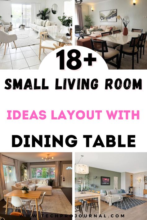 If you're working with a small living area and need a layout with a dining table, check out these versatile small living room ideas layout with dining table. From open-plan setups to multifunctional pieces, these layouts make dining and lounging in one room effortless. Small Space Living And Dining Room, Small Living Room And Dining Room Layout, Small Lounge And Dining Room Ideas, Small Lounge Dining Room Layout, Dining Table In Living Room Ideas, Living Room Dining Room Combo Layout Furniture Placement, Lounge And Dining Room Open Plan, Lounge Dining Room Ideas Open Plan, Condo Living Room Dining Room Combo