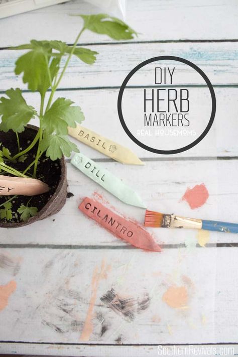 DIY Herb Marker Stakes. Just 20 minutes to make and bake for lasting and adorable labels for this year’s herbs, veggies or whatever. | Real Housemoms Garden Markers Diy, Diy Minecraft Birthday Party, West Elm Inspired, Billy Ikea, Diy Marker, Garden Boxes Diy, Herb Markers, Diy Chicken Coop, Chicken Diy