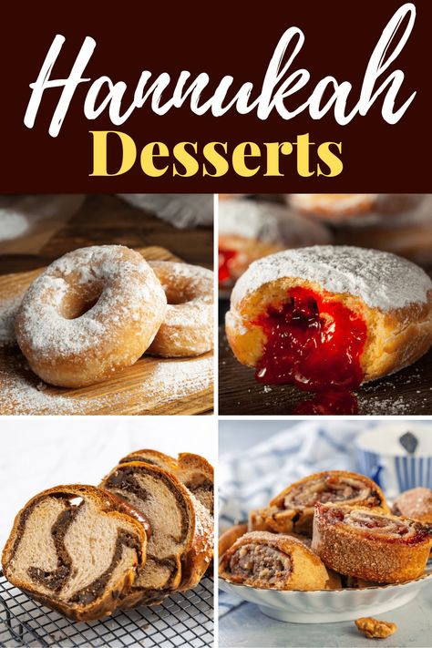 Hanukkah Donuts Recipe, Hanukkah Dessert Recipes, Hanukkah Party Food, Hannukah Desserts, Hannukah Cookies, Jewish Desserts, Hanukkah Cookies, Hanukkah Desserts, Hannukah Recipes