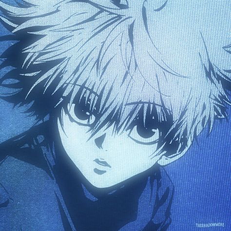 Blue Pfp, Real Anime, Killua Zoldyck, Silly Cats Pictures, Blue Anime, Hunter Anime, Anime Monochrome, Hunter Hunter, Anime Artwork