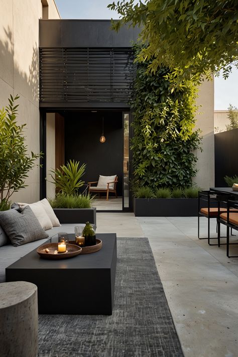 Transform your outdoor space into a modern oasis with sleek, contemporary furniture and minimalistic greenery. This clean, sophisticated design offers a perfect blend of comfort and style, ideal for relaxing or entertaining guests.   #ModernPatio #OutdoorDesign #SleekFurniture #MinimalistGarden #ContemporaryLiving #PatioInspiration #OutdoorLiving #SophisticatedStyle Minimalist Backyard Landscaping, Minimalist Backyard Landscaping Design, Minimalist Backyard, Modern Outdoor Seating Area, Modern Outdoor Seating, Modern Patio Design, Minimalist Garden, House Backyard, Sleek Furniture