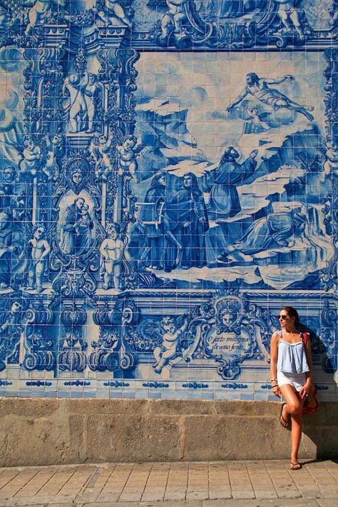 tiles church walls porto city portugal Lisbon Travel, Glazed Ceramic Tile, Portuguese Tiles, Italy Travel Tips, Portugal Travel, Beautiful Tile, Porto Portugal, Best Places To Travel, Travel Inspo