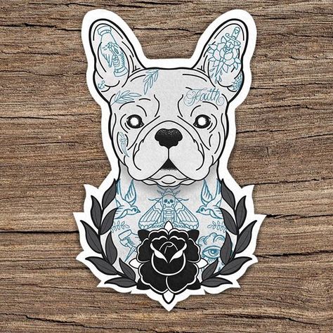 tattoo flash #frenchbulldog #neotraditional #oldschooltattoo #tattooidea #dotwork #flashtattoo #blackwork #tattoopractice #tattoodesign… Boston Terrier Tattoo, France Tattoo, Halloween Tattoos Sleeve, French Bulldog Tattoo, Borneo Tattoo, Bulldog Tattoo, Tattoo Dog, Literary Tattoos, French Bulldog Art