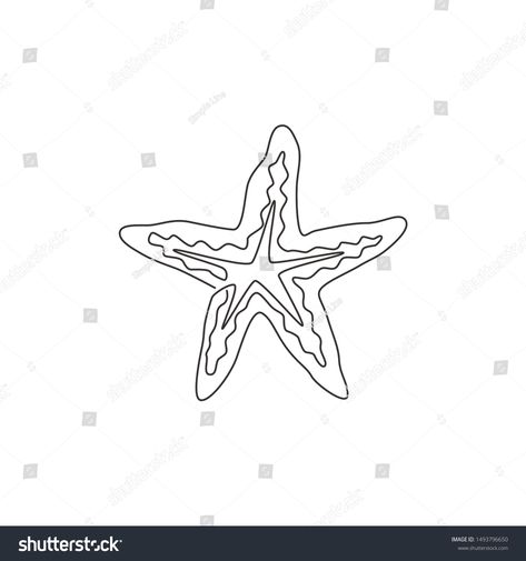 Starfish Line Art, Starfish Drawing, Perfume Business, Sea Creatures Drawing, Starfish Tattoo, Scrapbook Inspo, Logo Star, Logo Identity, Single Line Drawing