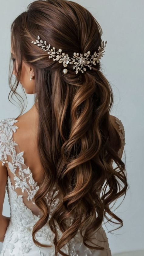 Discover stunning bridal hairstyles for long hair including elegant half up down easy and Indian updo elegant wedding styles From veil to crown Pakistani to Black and Boho braid style ideas Dive into effortless and elegant Indian wedding hair inspiration Wedding Hairstyles Desi, Half Up Half Down Wedding Hair With Crown, Bridal Hair Half Up Half Down Long, Mexican Wedding Hairstyles, Hair Styles For Wedding Bride, Indian Wedding Hairstyles For Bride, Half Up Half Down Wedding Hairstyles, Wedding Hairstyles For Black Hair, Wedding Hair Simple