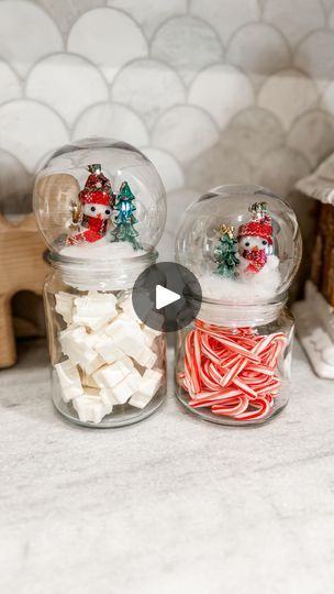 82K views · 3.6K reactions | ❄️DIY snow globe jars❄️ here is an easy Christmas DIY for y’all! I grabbed these glass jars from Hobby lobby and these plastic snow globes as well and just added some fake snow, a snowman and a Christmas tree inside and used it as a lid for my jar. I added some candy, canes, and marshmallows inside my jars. These Would be great for a hot cocoa station or just sitting on your kitchen countertop, like mine! • • • #christmasdecor #christmaskitchen #snowglobediy #christmasmagic #holidaydecorating #christmasdiy | Ashley Savage | Home Decor | Ladyface · Christmas Decoration Hobby Lobby Crafts Diy Christmas, Hobby Lobby Crafts Diy, Christmas Bazaar Crafts, Cocoa Station, Christmas Snowglobe, Christmas Gift Wrapping Diy, Diy Christmas Tree Skirt, Hobby Lobby Crafts, Christmas Candy Jars