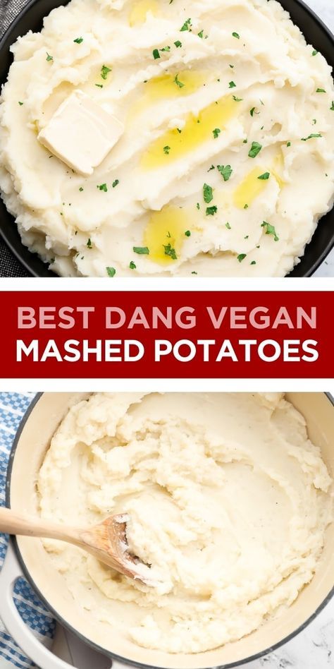 Vegan Mashed Potatoes Recipe, Vegan Scalloped Potatoes, Nora Cooks, Vegan Mashed Potatoes, Fluffy Mashed Potatoes, Mashed Potatoes Recipe, Vegan Thanksgiving Recipes, Mashed Potato Recipes, Vegan Comfort Food