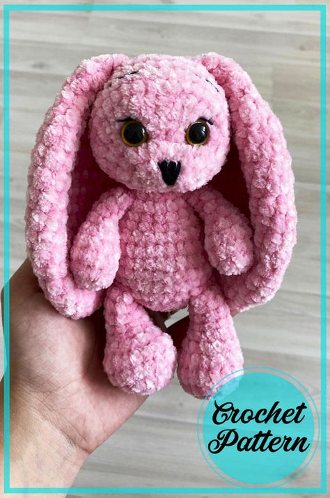 Plush Pink Bunny Amigurumi PDF free crochet pattern - Amigurumiday Crochet Bunny Patterns, Bunny Patterns, Velvet Bunny, Crochet Leaf Patterns, Bunny Soft Toy, Bunny Amigurumi, Amigurumi Doll Pattern, Crochet Bunny Pattern, Pola Amigurumi