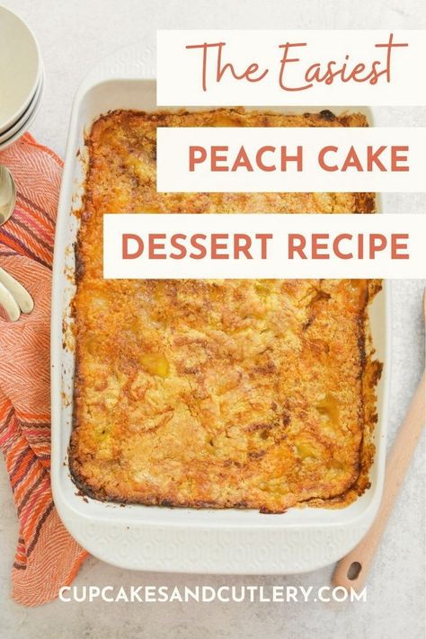 Cherry Pineapple Dump Cake, Easiest Desserts, Peach Cake Recipes, Yellow Cake Mix Recipes, Easy Dump Cake Recipe, Peach Dump Cake, Blueberry Dump Cakes, Boxed Cake Mixes Recipes, Dump Cake Recipe