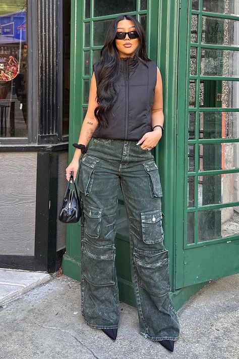 What is Upcoming and Trendy in the Fashion World??? | The Thrill of the hunt Fashion Nova Cargo Pants Outfit, Denim Cargos Outfits, High Rise Cargo Pants, Wide Leg Cargo Jeans Outfit Women, Cargo Wide Leg Pants Outfit, Wide Leg Cargo Jeans Outfit, Cargo Vest Outfits For Women, Baggy Cargo Jeans Outfit, Lily High Rise Cargo Jeans