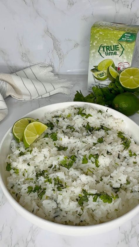 Better than Chipotle Cilantro Lime Rice ft. True Lemon Lime Packets - Find True Lime Crystallized Lime Packets at your local Publix & Walmart - #truelime #chipotle #cilantrolimerice #chipotlerice #recipe #easyrecipe #cilantro #truelemon #truelemonpartner | Dipped Tampa | LoES · Kawaii Aesthetic True Lime Recipes, Dipped Tampa, Chipotle Cilantro Lime Rice, Chipotle Rice, True Lemon, Lime Powder, Lime Recipes, Lime Rice, Cilantro Lime Rice