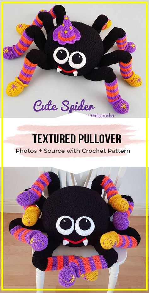 Easy Crochet Halloween, Cushion Decoration, Crochet Halloween Decorations, Crochet Cushion Covers, Pillow Aesthetic, Crochet Spider, Cushion Cover Pattern, Crochet Cushion, Crochet Halloween