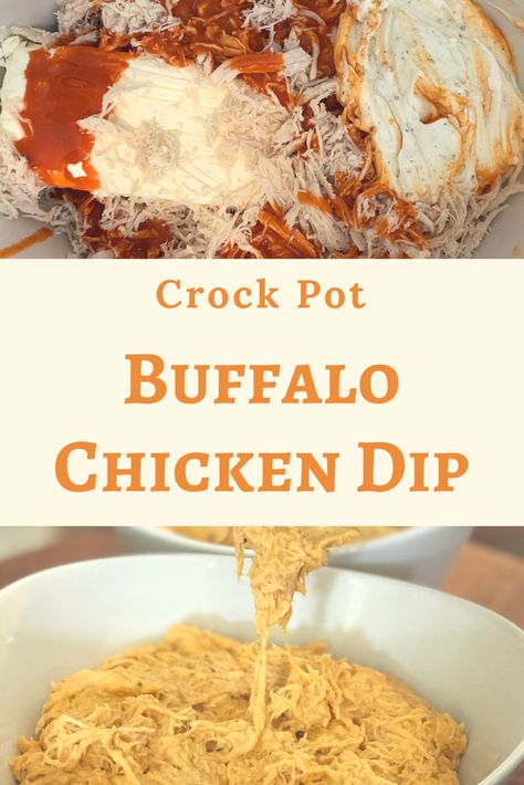 Easy crock pot buffalo chicken dip - everyone will love this recipe! Chicken Dip Crock Pot, Crock Pot Buffalo Chicken Dip, Slow Cooker Dip Recipes, Crock Pot Buffalo Chicken, Spicy Buffalo Chicken Dip, Slow Cooker Dips, Dip Recipes Hot, Buffalo Chicken Dip Crock Pot, Crockpot Buffalo Chicken