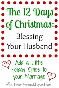 The 12 Days of Christmas: Blessing Your Husband by Adding a Little Holiday Spice to Your Marriage @a-heart4home.blogspot.com 12 Days Of Christmas Gifts, Do It Yourself Decoration, I Love My Hubby, The 12 Days Of Christmas, Bad Idea, Love My Husband, Primitive Christmas, Better Half, Simple Ideas