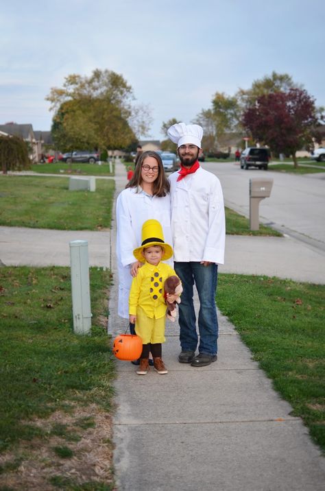 Halloween | family costumes | Curious George Curious George Family Costume, Curious George Couple Costume, Curios George Costume Halloween Couples, Curious George Sibling Costume, Curious George And Man In The Yellow Hat Couple Costume, Curious George Birthday Shirts Family, Halloween Family Costumes, Halloween Activities For Toddlers, Halloween Toddler