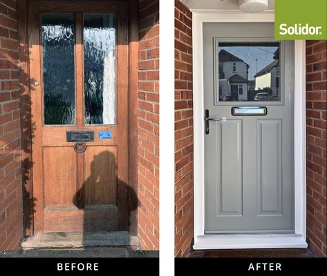 Solidor Sterling door fitted in Woking – AD Windows and Doors Solidor Door, 1930s House Exterior, Cottage Style Doors, Cottage Front Doors, Traditional Front Doors, Front Gardens, 1930s House, House Front Door, Front Door Colors