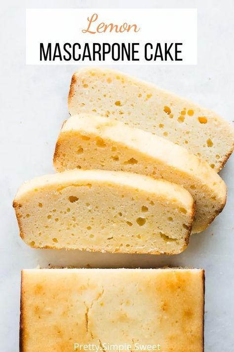 Lemon Mascarpone Cake, Lemon Mascarpone, Mascarpone Cake, Mascarpone Recipes, Sweet Bakes, Bake Goods, Spring Desserts, Strawberry Desserts, Loaf Cake