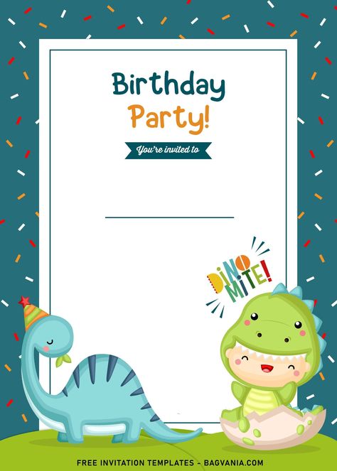 Nice 9+ Awesome Dino Party Birthday Invitation Templates #free #freeinvitation2019 #birthday #disney #invitations #invitationtemplates Free Dinosaur Invitations Template, 3rd Birthday Dinosaur, Dino Bebe, Dino Birthday Invitations, Dino Party Invitation, Baby Birthday Invitations, Dinosaur Invitations, Birthday Dinosaur, Dinosaur Themed Birthday Party