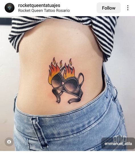 Burning Bra Tattoo, Burning Tattoo, Bra Tattoo, Bra Burning, Leg Patchwork, Gorgeous Tattoos, Tattoo You, Tattoo Inspo, Body Art