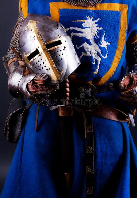 Picture of helmet in hands stock images Armor Female, Knights Helmet, Female Knight, Studio Shoot, Crusades, Watercolor Background, Birds In Flight, Photo Magazine, Stock Images Free