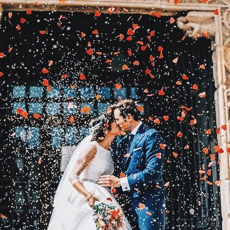 Flower petals and rice. Wedding Fotos, Rose Petals Wedding, Wedding Petals, Wedding Goals, Silk Roses, Wedding Wishes, Wedding Pics, Here Comes The Bride, Marry Me