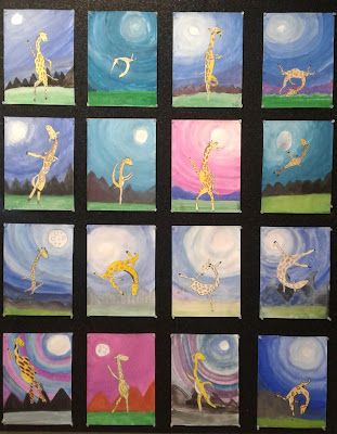 a faithful attempt: Giraffe's Can't Dance paintings Giraffes Cant Dance, Insect Crafts, Giraffe Painting, Literacy And Numeracy, Directed Drawing, Dance Paintings, Student Drawing, Art Lessons Elementary, Dance Art