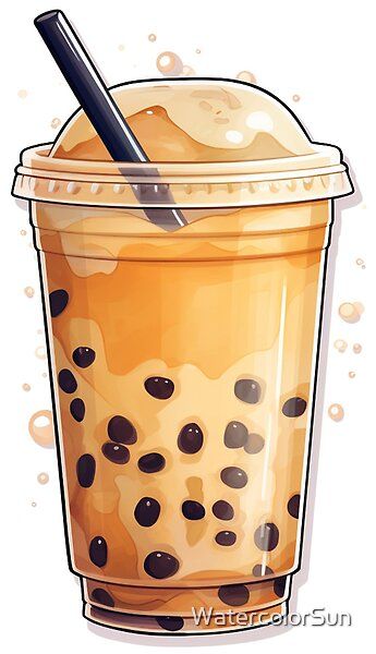 It's 'Boba Time'! Dive into the delightful world of milk tea boba with this whimsical watercolor. This artwork celebrates the chewy, sweet spheres of happiness that make every sip an adventure. Boba Doodle, Boba Tea Illustration, Bubble Tea Illustration, Boba Art, Boba Time, Milk Tea Boba, Tea Illustration, Whimsical Watercolor, March 5