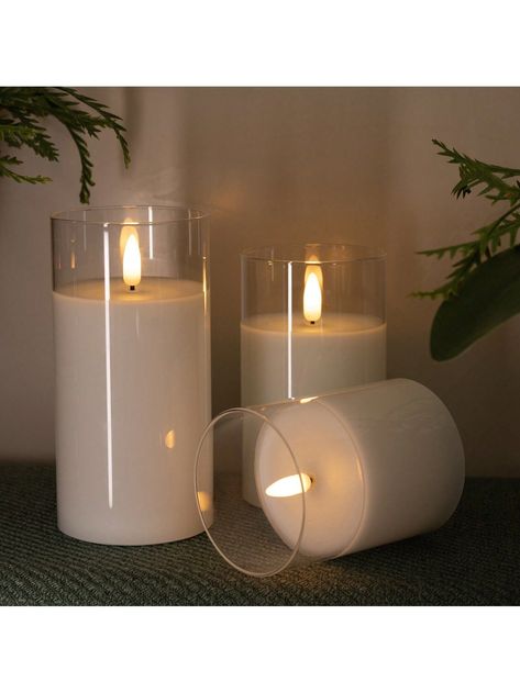 Fake Candles In Fireplace, Fake Candles Wedding Centerpieces, Pearled Candles, Bathroom Candle, Candles For Wedding, Flameless Candles With Timer, Fake Candles, Candle Arrangements, Candles In Fireplace