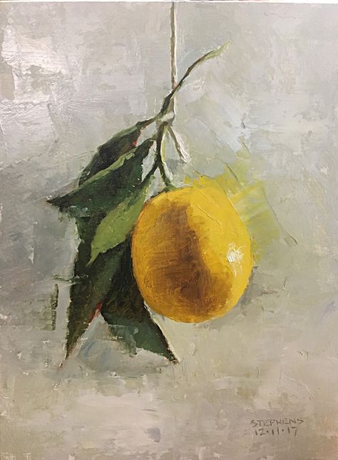 Craig Stephens | OIL | Hanging Lemon Oil Painting Gallery, Lemon Painting, Still Life Oil Painting, Fruit Painting, Art Food, Daily Painting, Happy Art, Still Life Art, Art How