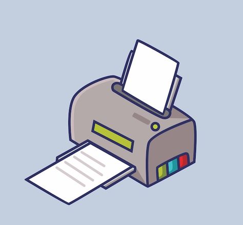 Printer Cartoon, Cute Printer, Printer Drawing, Printer Vector, Small Printer, Office Themes, Office Printers, Paper Artwork, Cartoon Images