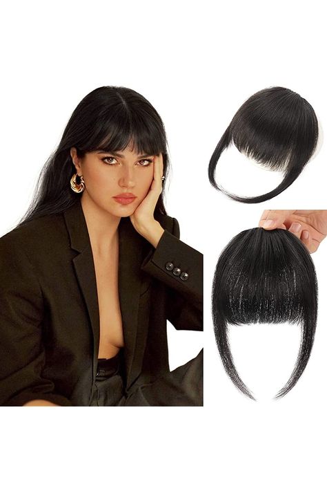 YOGFIT Clip in Bangs for Women 100% Human Hair Extensions French Bangs Fring with Temples Hairpieces Clip on French Bangs Flat Bangs Clip Curved Bangs for Daily Wear (Black) Clip On Bangs For Black Women, Jet Black Hair With Bangs, Fringe Bangs Closure Wig, Long Jet Black Hair With Bangs, Curved Bangs, Bangs With Medium Hair Wigs & Extensions, Flat Bangs, French Bangs, Clip In Bangs