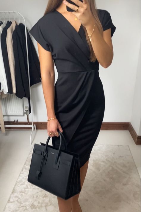 Class Outfits, Midi Dress Work, Semi Casual, Dress Work, Fitted Midi Dress, Classy Work Outfits, Work Outfits Women, Black Rib, Work Outfits