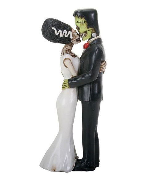 Frankenstein and Bride Kissing Couple Skeletons 7" Wedding Cake Topper Figurine Frankenstein Wedding, Frankenstein Cake, Cake Topper Wedding Romantic, Bride Wedding Cake, Frankenstein And Bride, Bride Cake Topper, Halloween Wedding Cakes, Wedding Cake Topper Figurines, Love Statue