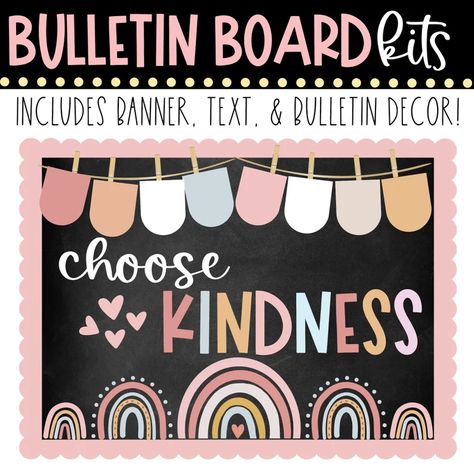 BULLETIN BOARD KIT Choose Kindness Boho Positive - Etsy Canada Be Kind Bulletin Board, Kindness Classroom, Star Bulletin Boards, Kindness Bulletin Board, Spring Bulletin Boards, Homeschool Decor, Choose Kindness, Teacher Desk, Classroom Bulletin Boards