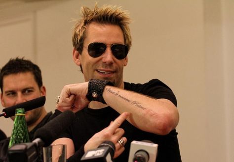 Chad Kroeger tattoo.. same as Avril's! THEY GOT MATCHING TATTOO'S…SOO FREAKING ADORABLE! :) Nickelback Tattoo, Nickelback Quotes, Chad Kroeger, Writing Tattoos, Matching Tattoos, Eye Candy, Tattoos