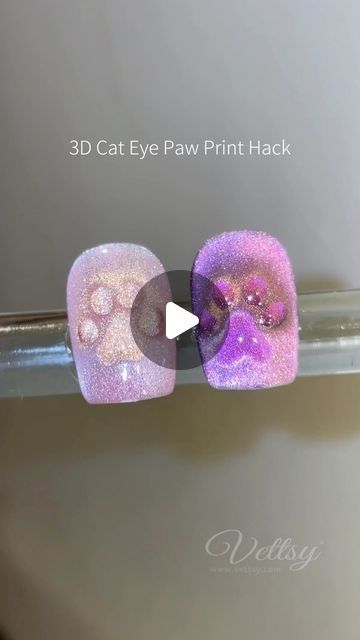 Magnetic Cat Eye Gel Polish, Magnetic Heart Nails, Nail Art Magnetic, Paper Nails Design, Paw Print Nail, Magnet Nails, Paw Print Nails, Paw Nails, Paper Pin