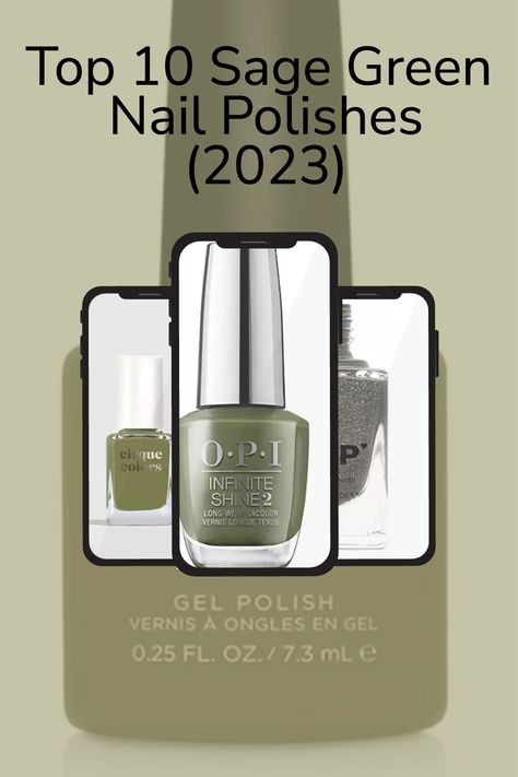 Sage green is one of the hottest nail polish colors for this season, and these top 10 polishes are sure to make your manicure stand out. From delicate pastel shades to glossy deep tones, there's a sage green option to suit any style. Start exploring today and find the perfect hue for your next stunning look! Go ahead and treat yourself—you won't regret it! Sage Green Nails Tips, Opi Sage Green, Sage Green Manicure Ideas, Sage Green Manicure, Sage Green Nail Polish, Sage Green Nail, Earthy Nails, Moss Green Nail Polish, Christmas Nail Colors