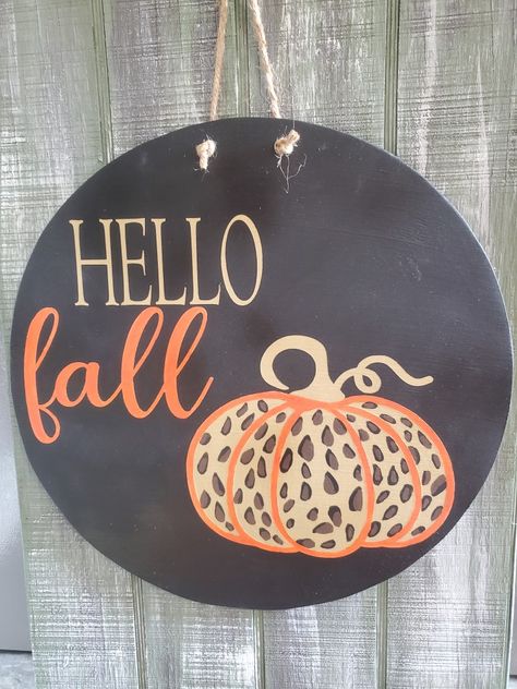 Fall Hanger, Hello Fall Sign, Fall Door Hanger, Fall Door Hangers, Fall Sign, Fall Door, Fall Signs, Printed Ribbon, Hello Fall