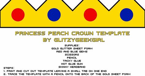 A blog about fun and flirty fashion as well as geeky gamer culture! It features cosplay, conventions, tutorials, hair styles, and cats! Princess Peach Crown Diy Template, Princess Peach Crown Template, Princess Peach Crown, Princess Peach Costume Diy, Princess Peach Halloween, Super Mario Hat, Flirty Fashion, Halloween Diy Paper, Princess Peach Costume