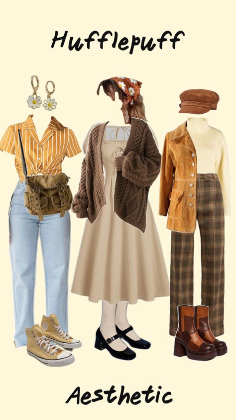 Hufflepuff Aesthetic Outfits, Hufflepuff Outfit, Hogwarts Outfits, Hufflepuff Aesthetic, Hufflepuff Pride, Earthy Outfits, Aesthetic Outfits, Outfits Aesthetic, Fashion Item