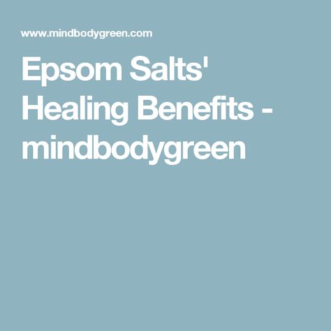 Epsom Salts' Healing Benefits - mindbodygreen Epsom Salt Bath Benefits, Epsom Salt Benefits, Gut Instinct, Natural Remedies For Insomnia, Magnesium Bath, Body Cleanse Diet, Detox Supplements, Epsom Salt Bath, Salt Bath