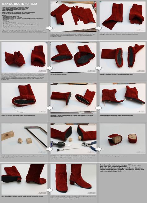 Very excellent tutorial about making boots for a doll . Diy Doll Shoes, Bjd Tutorial, Doll Shoes Tutorial, Diy Boots, Boots Pattern, Doll Boots, Doll Shoe Patterns, Accessoires Barbie, Куклы American Girl