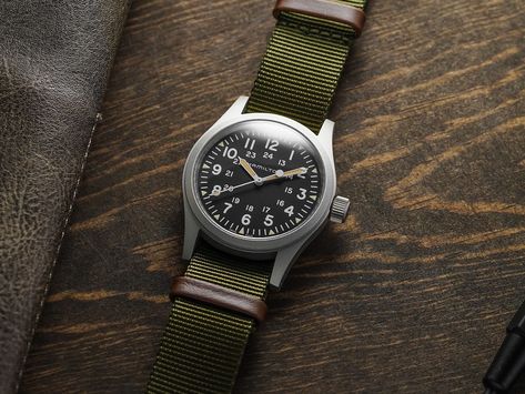 Hamilton Khaki Field Mechanical, Best Military Watch, Khaki Field Mechanical, Military Style Watches, Hamilton Khaki Field, Tactical Watch, Hamilton Khaki, Field Watches, Mens Gear