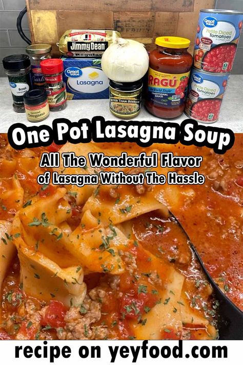 Easy Crockpot Lasagna Soup, One Pot Lasagna Soup, One Pot Lasagna, Lasagna Soup Crockpot, Easy Lasagna Soup, Lasagna Soup Recipe, Crockpot Lasagna, Pot Lasagna, Lasagna Soup