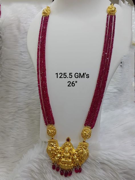 Beads Haram Designs, Ruby Beads Necklace Designs, Gold Beads Mala, Necklace Set Indian Bridal Jewelry, Haram Designs, Wedding Jewelry Sets Bridal Jewellery, Bridal Necklace Designs, Gold Jewels Design, Neck Pieces Jewelry