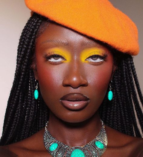 Makeup Reference, Unconventional Makeup, Yellow Eye Makeup, Yellow Makeup, Bold Makeup Looks, Makeup For Black Skin, Swag Makeup, Cool Makeup Looks, Unique Makeup